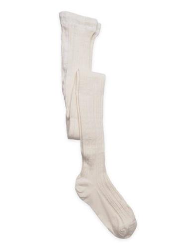 Geggamoja Cable Knitted Stockings Offwhite Kräm