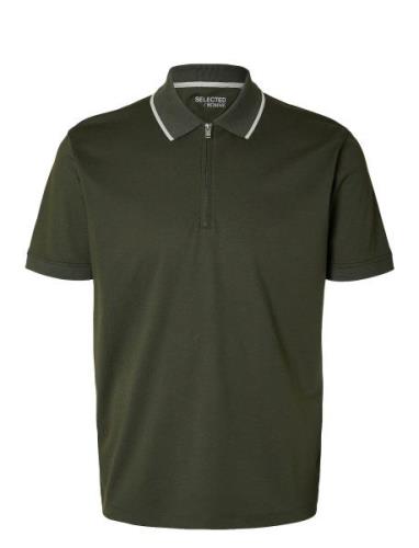 Selected Homme Slhreg-Dan Ss Zip Polo Grön