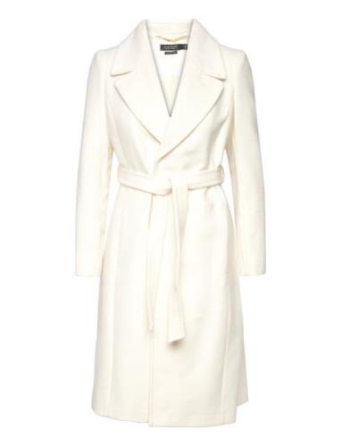 Lauren Ralph Lauren Belted Wool-Blend Wrap Coat Kräm