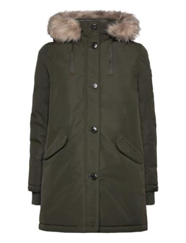 Lauren Ralph Lauren Faux-Fur-Trim Hooded Puffer Coat Khaki Green