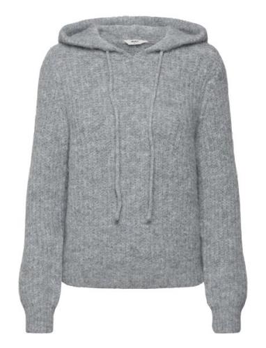 Object Objmilu Ls Re Knit Hoodie Noos Grå