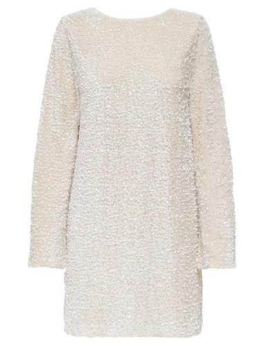 ONLY Onlanika Sequins Ls Bow Dress Wvn Vit