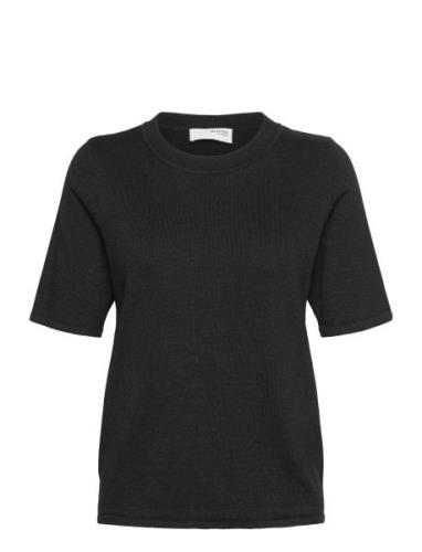 Selected Femme Slflura Lurex 2/4 Knit O-Neck Svart