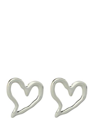 Monki Irregular Heart Hoop Earrings Silver