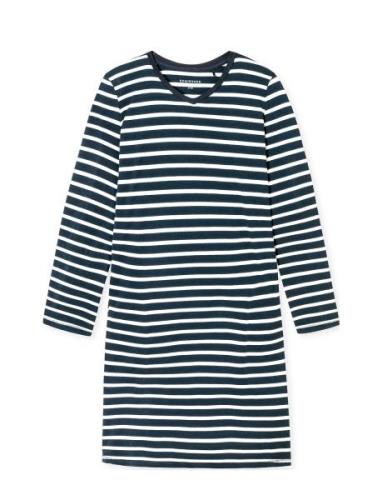 Schiesser Long Sleeve Striped Sleep Shirt Midnight Blue - Casual Essen...