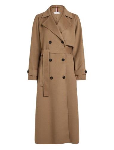 Tommy Hilfiger Over D Df Wool Blend Trench Brun