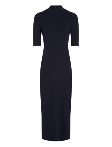 Tommy Hilfiger Slim 5X2 Rib Midi Dress 1/2 Marinblå