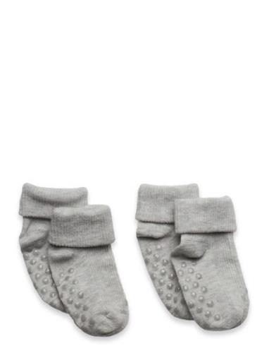 Minymo Baby Rib Sock W. Abs Grå