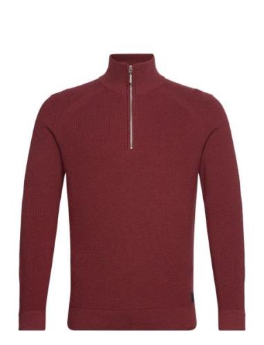 Tom Tailor Structured Knit Troyer Burgundy