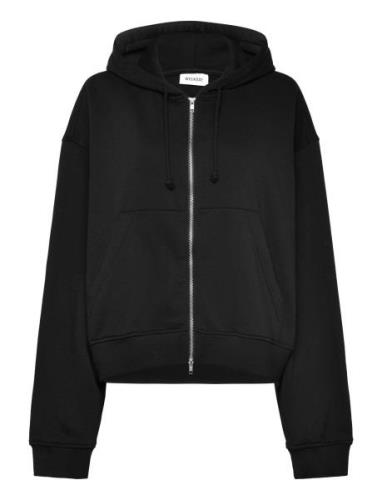 Weekday Essence Boxy Zip Hoodie Svart