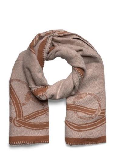 Lauren Ralph Lauren Belting-Motif Jacquard Blanket Scarf Beige