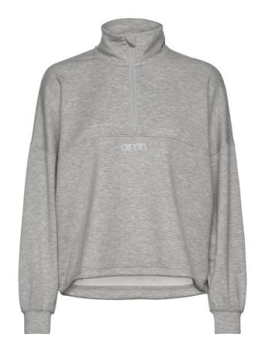 Aim´n Light Grey Melange Comfy Half Zip Grå