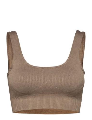 Aim´n Espresso Ribbed Seamless Bra Beige