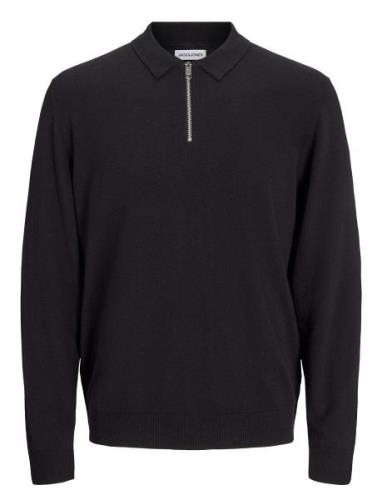 Jack & J S Jjeemil Knit Polo Half Zip Ls Noos Svart