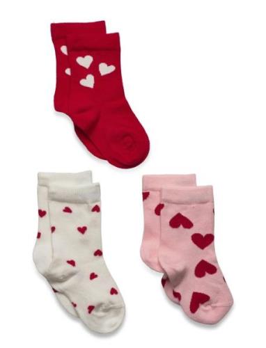 Lindex Sock 3 P Sg Christmas Hearts Multi/patterned