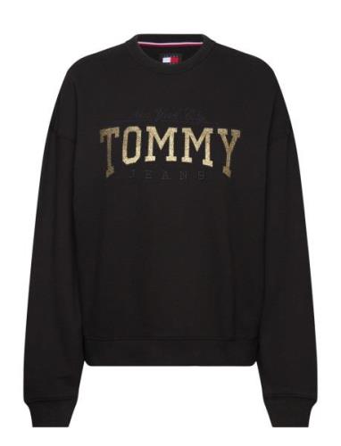 Tommy Jeans Tjw Nw Bxy Glitter Varsity Crew Svart