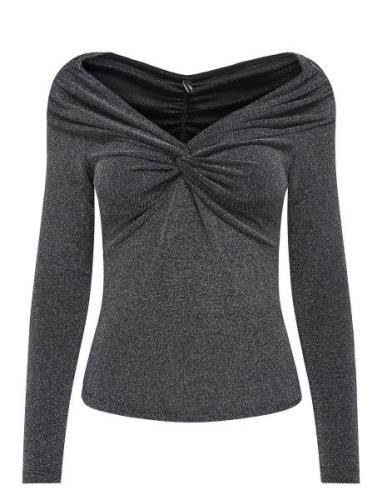 ONLY Onlqueen L/S Glitter Top Jrs Grå