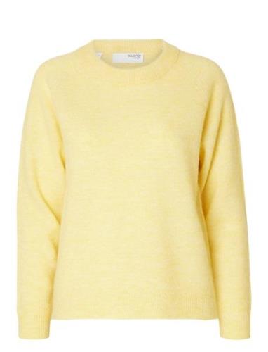 Selected Femme Slflulu Ls Knit O-Neck Noos Gul