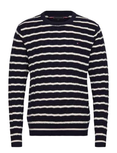 Tommy Hilfiger Classic Cotton Cable Crew Neck Marinblå