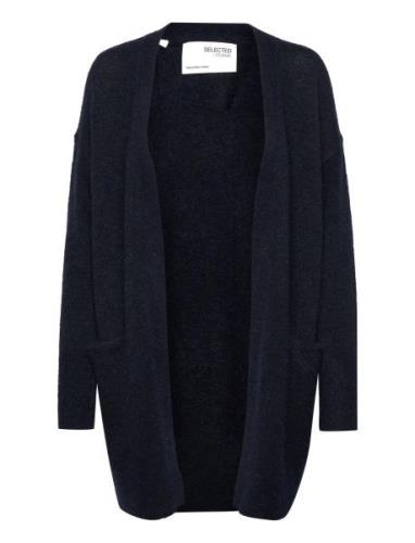 Selected Femme Slflulu New Ls Knit Long Cardigan B Noos Marinblå