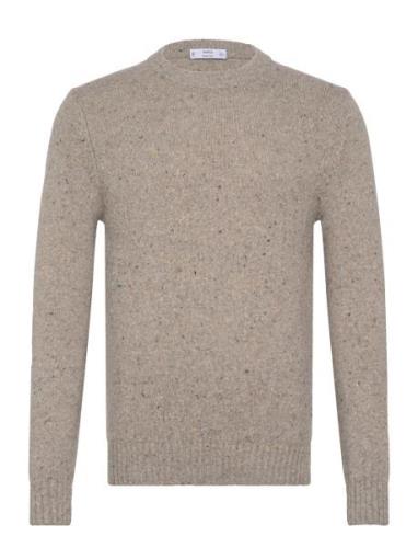 Mango Marled Wool Knitted Sweater Beige