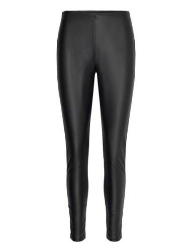 Mango Leather-Effect Leggings Svart