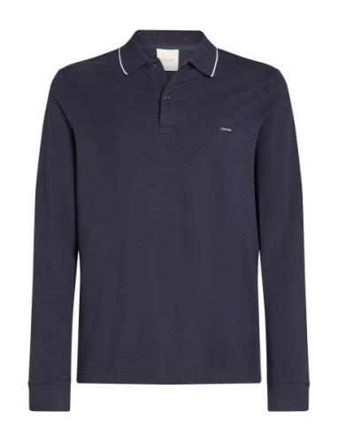 Calvin Klein Stretch Pique Tipping Ls Polo Marinblå