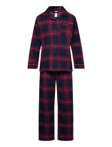 Lindex Pyjamas Set Flannel Marinblå