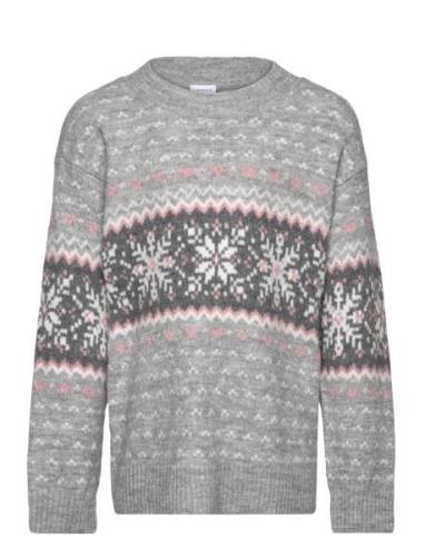 Lindex Sweater Winter Fair Isle Grå