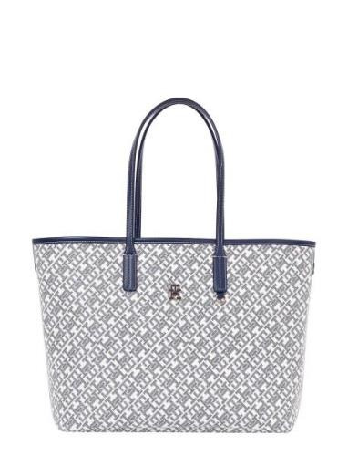 Tommy Hilfiger Th Monoplay Leather Tote Marinblå