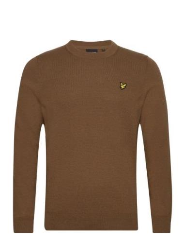 Lyle & Scott Cotton Merino Crew Neck Jumper Brun