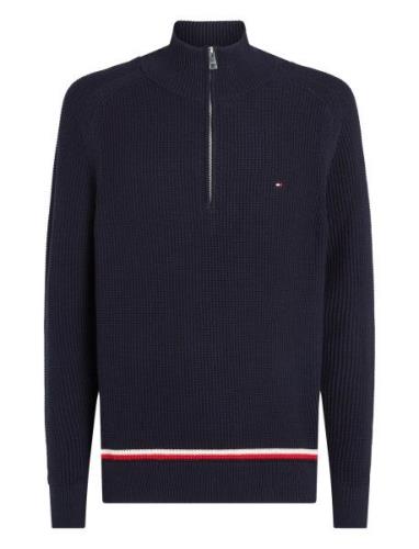 Tommy Hilfiger Structure Global Stripe Zip Mock Marinblå