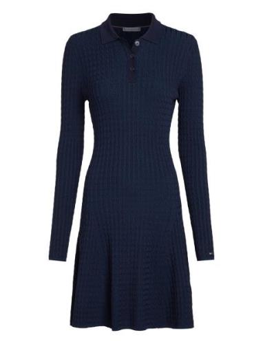 Tommy Hilfiger Rayon Cable F&F Ls Midi Dress Marinblå