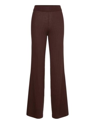 Davida Cashmere Fine Knit Wide Pants Brun