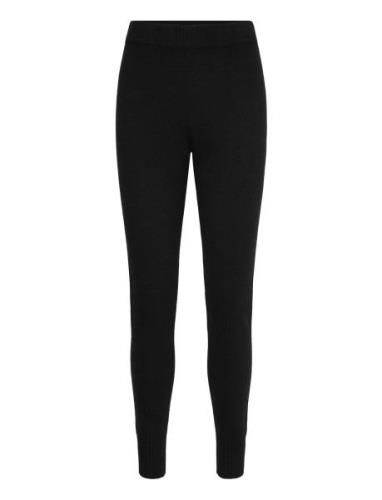 Davida Cashmere Leggings Ribbed Ankle Svart