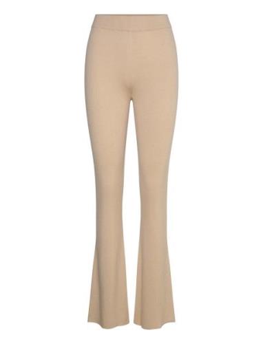 Davida Cashmere Fine Knit Rib Pants Beige