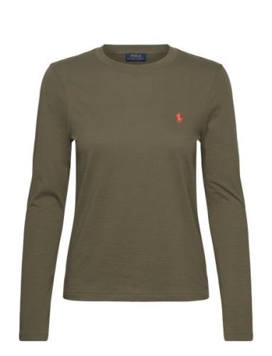 Polo Ralph Lauren Long-Sleeve Jersey Crewneck Tee Khaki Green