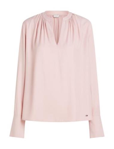 Tommy Hilfiger Soft Vis V Neck Ls Blouse Rosa