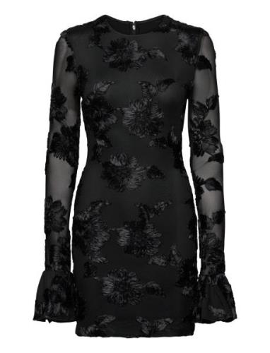 ROTATE Birger Christensen Flower Mesh Mini Dress Svart