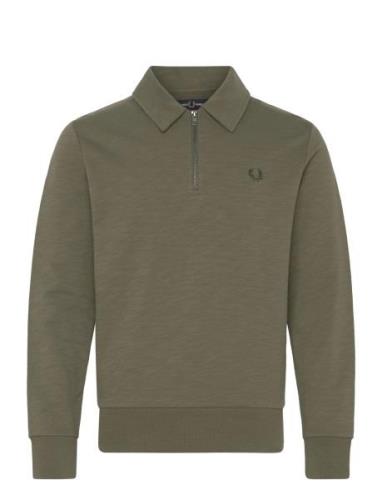 Fred Perry Z/N Collar Sweatshirt Grön