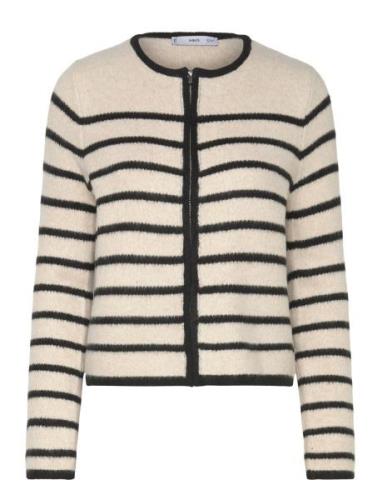 Mango Striped Knitted Jacket Kräm